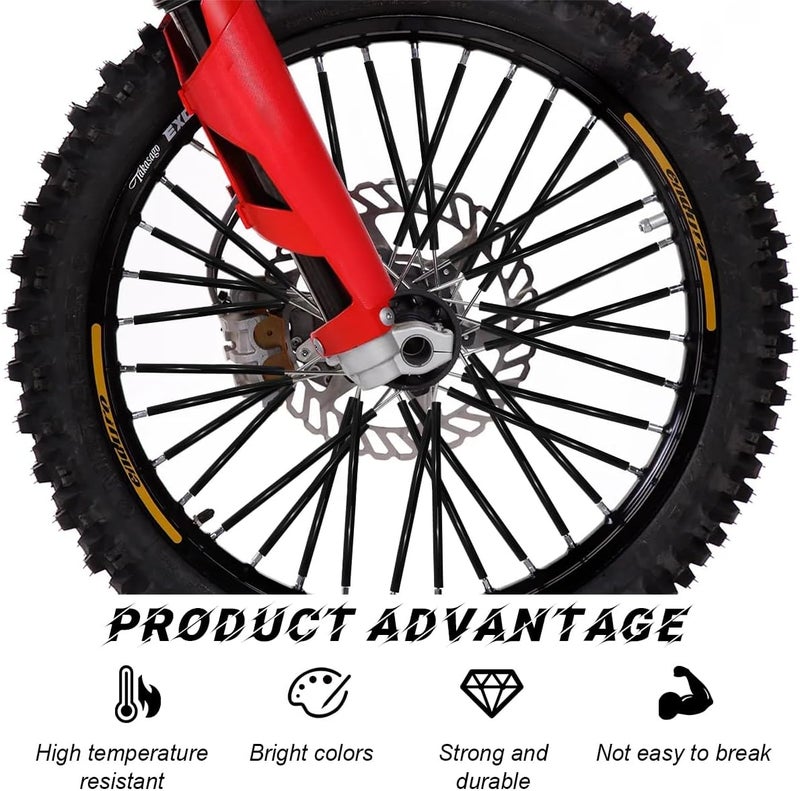 FSTURIOS 72PCS Dirt Bike Spoke Covers, Motorcycle Spoke Skins Wheel Wraps Pipe for 8"-21" Rims, Dustproof Wheelchair Rim Decoration Protector Pipe Trim for Bicycle Dirt Pit Bike (Black) - Image 4